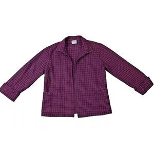 Color Me Cotton Jacket Womens XS Purple Plaid‎ Cotton Comfort Preppy Maximalist